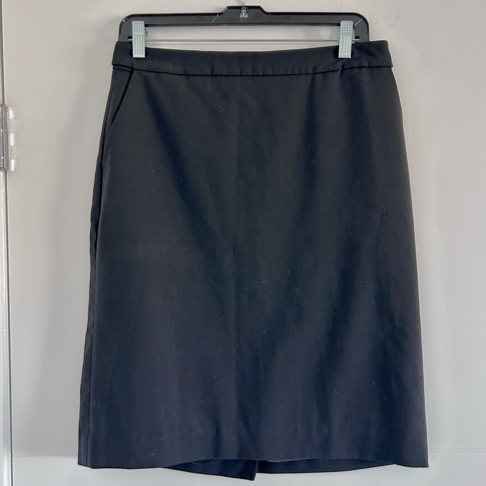 Twinhill Black Classic Skirt Career Office Wool Blend Pocket Back Slit Size 6
